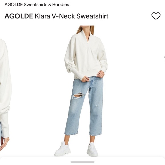 Agolde Tops - Agolde Off-White V-Neck Pullover Sweatshirt